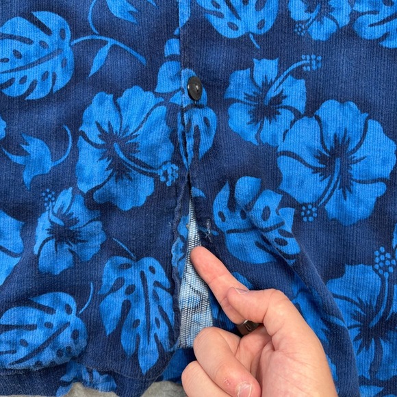Vintage Quiksilver Shirt Mens XL Blue Floral Hawaiian Rayon Button Up Surf Beach - Picture 3 of 10